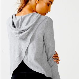 Fabletics Gray Josie Cropped Open Back Flutter Back Sweatshirt size small